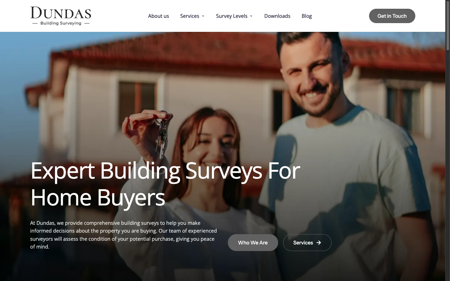 Dundas Building Surveying website on desktop