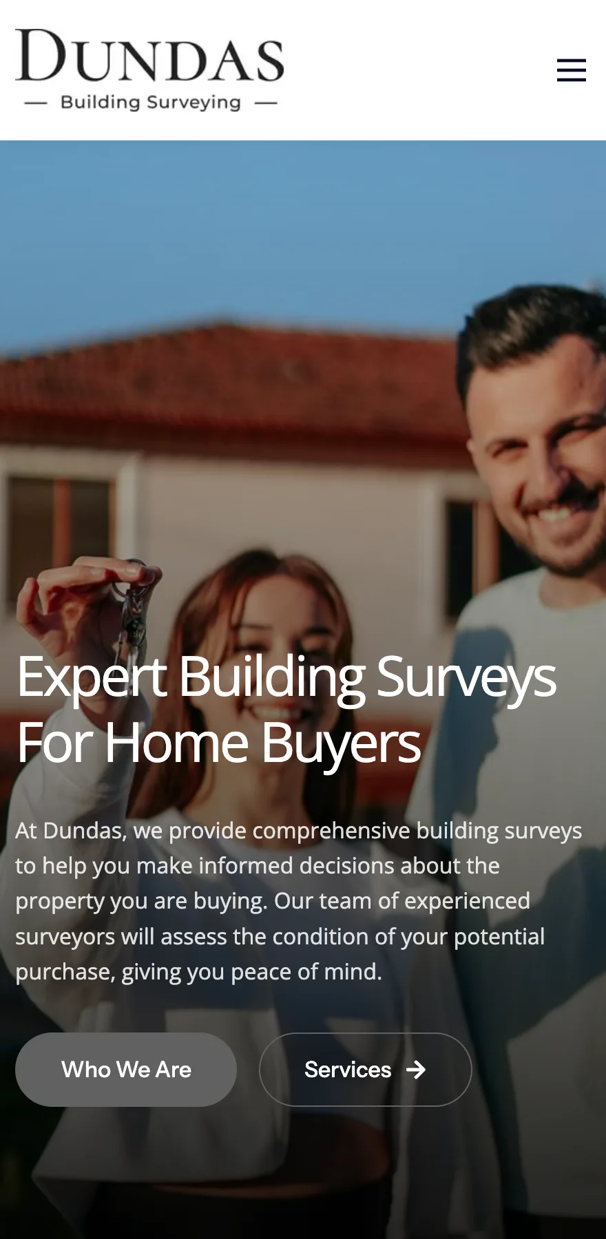 Dundas Building Surveying website on mobile