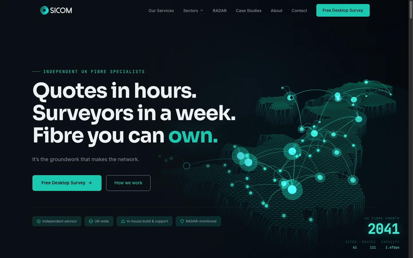 Sicom website on desktop