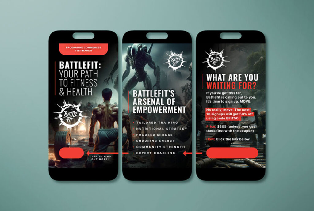 Battlefit - Brand, Socials & Landing Page